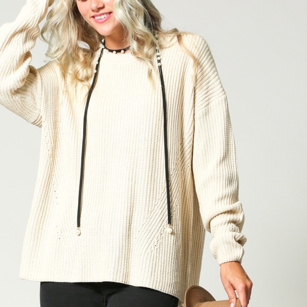 Cream back Tie sweater